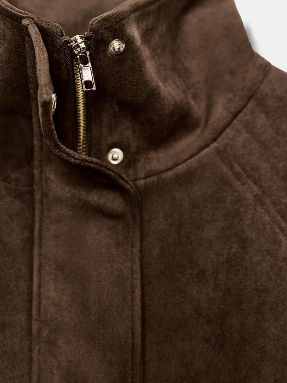 BNWT ZARA WOMAN FAUX SUEDE POCKET JACKET Dark brown - Picture 9 of 14